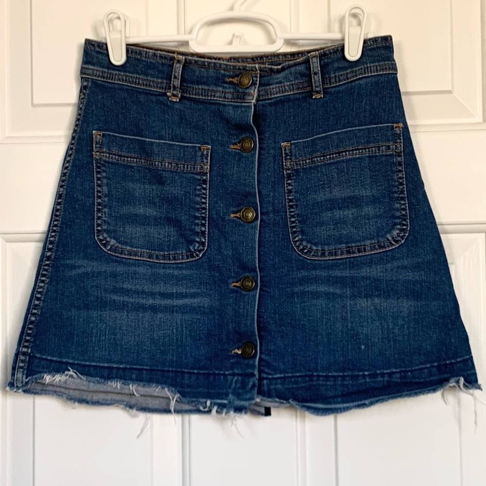 Zara Distressed Denim Skirt